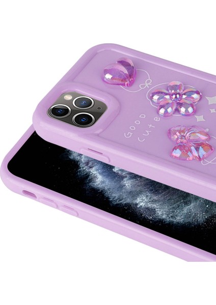 Apple iPhone 11 Pro Max Kılıf Kabartma Figürlü Parlak Toys Silikon Kapak-Beyaz