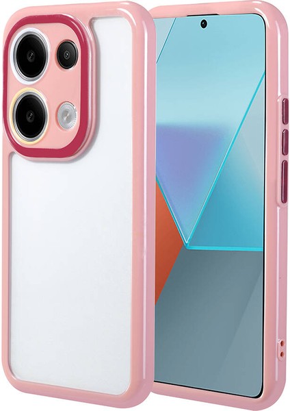 Xiaomi Redmi Note 13 Pro 4g Kılıf Kamera Korumalı Renkli Kenar ve Çerçeve Tasarımlı Vitamin Kapak-Mürdüm