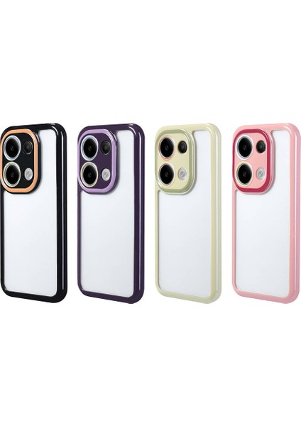 Xiaomi Redmi Note 13 Pro 4g Kılıf Kamera Korumalı Renkli Kenar ve Çerçeve Tasarımlı Vitamin Kapak-Mürdüm