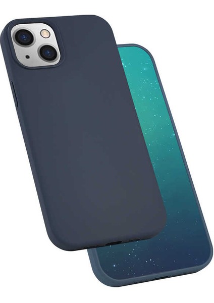Apple iPhone 13 Mini Uyumlu Silk Silikon-Lacivert