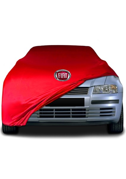 Fiat Stilo Kırmızı Kumaş Araba Branda Logolu Kumaş Araba Brandası Penye Oto Branda