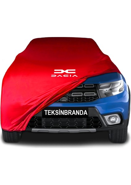 Dacia Sandero 2 (2016 - 2020) Kırmızı Kumaş Araba Branda Logolu Kumaş Araba Brandası Penye Oto Branda