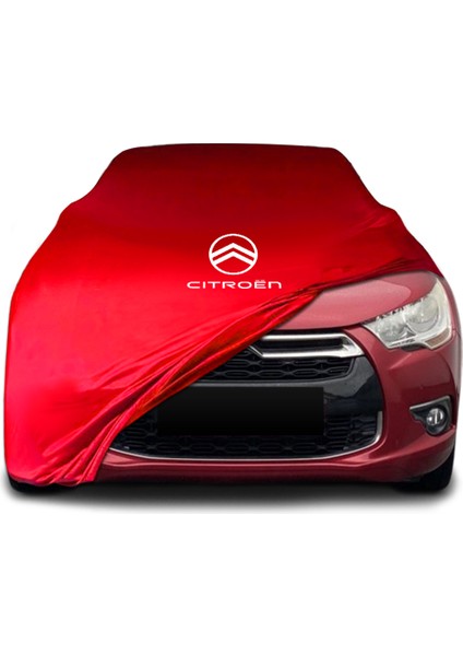 Citroen Ds4 (2011 - 2015) Kırmızı Kumaş Araba Branda Logolu Kumaş Araba Brandası Penye Oto Branda