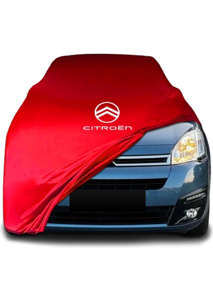 Citroen Berlingo 2 (2008 - 2018) Kırmızı Kumaş Araba Branda Logolu Kumaş Araba Brandası Penye Oto Branda