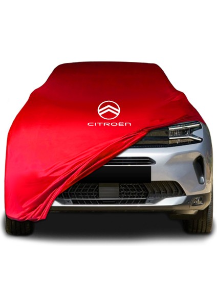 Citroen C5 Aircross (2017 - ) Kırmızı Kumaş Araba Branda Logolu Kumaş Araba Brandası Penye Oto Branda
