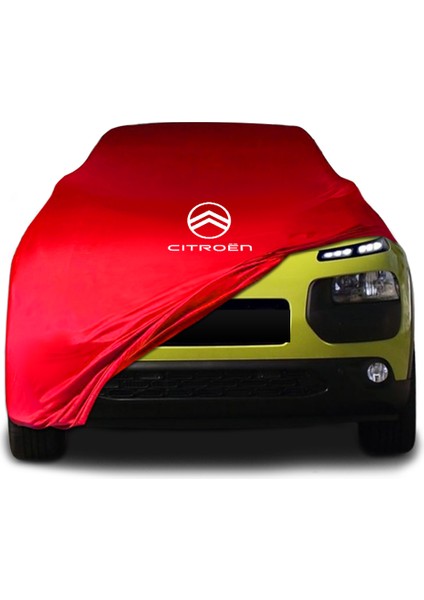 Citroen C4 Cactus (2014 - ) Kırmızı Kumaş Araba Branda Logolu Kumaş Araba Brandası Penye Oto Branda