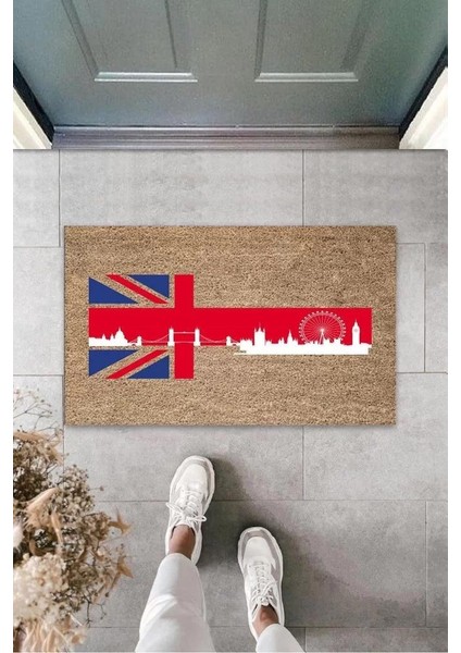 Dijital Baskı Kahverengi Londra Köprüsü Paspas K-3148