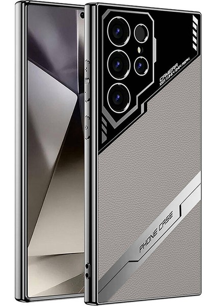 Galaxy S24 Ultra Kılıf Kamera Korumalı Suni Deri Tasarım Vrdr Yeni Seri Procase Kapak-Titanyum-Gri