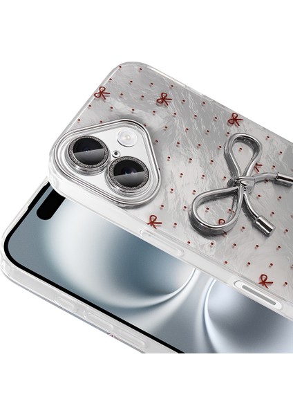 Apple iPhone 16 Kılıf Kamera Korumalı Figürlü Ponti Silikon Kapak - Lila
