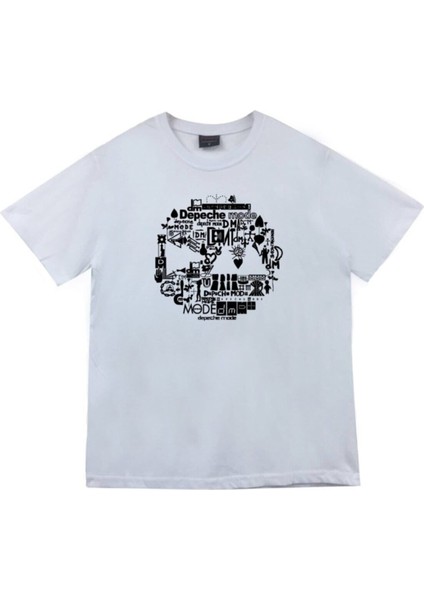Depeche Mode Baskılı Unisex %100 Pamuk Beyaz T-Shirt
