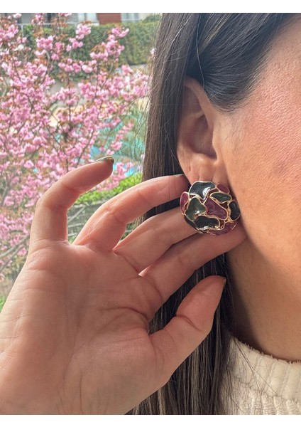 Vintage Renkli Desenli Küpe