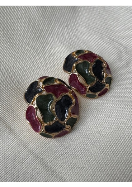 Vintage Renkli Desenli Küpe modelleri