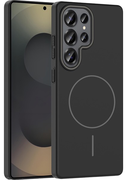 Samsung Galaxy S25 Ultra Kılıf Magsafe Şarj Özellikli Ruby Silikon Kapak - Siyah