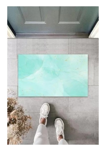 Dijital Modern Turkuaz Mavi Kapı Paspası Dış Mekan Paspas K-3126