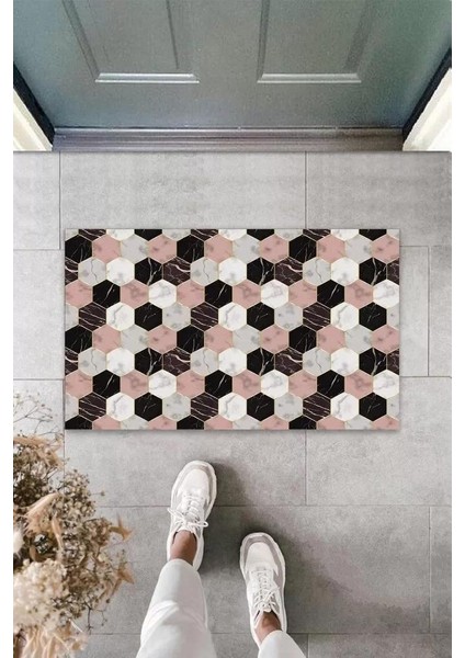 Dijital Baskı Pembe Petek Paspas K-3089