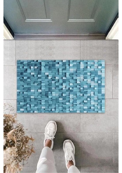 Dijital Baskı Mavi Dijital Kapı Paspası K-3207