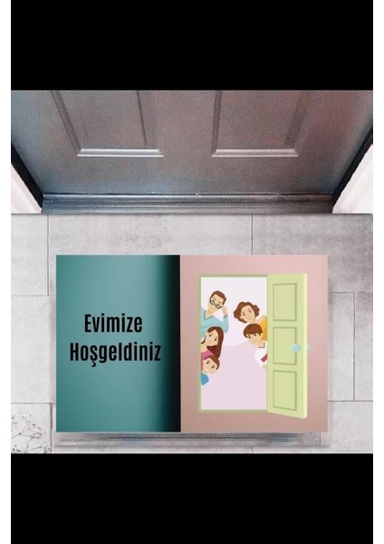 Kapı Önü Paspası Dekoratif Dijital Baskı Evimize Hoşgeldiniz P-2335
