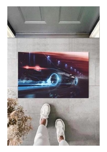 Dekoratif Dijital Araba Siyah Kapı Paspası Dış Mekan Paspas K-2121