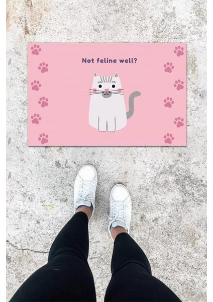 Dijital Baskı Pembe Patili Desen Kapı Önü Paspası K-1030