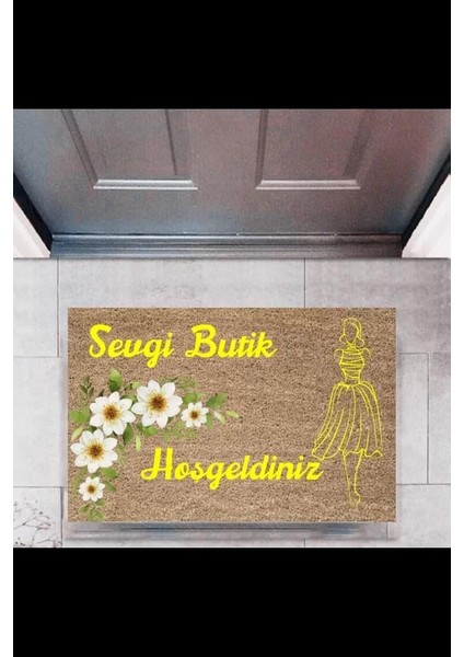 Kapı Önü Paspası Dekoratif Dijital Baskı Butik Hoşgeldiniz P-2445