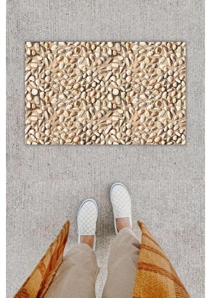 Dijital Baskı Dekoratif Taş Bej Kapı Önü Paspası K-1263