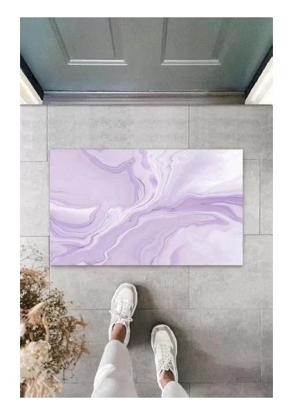 Dijital Modern Dalgalı Gri Kapı Paspası Dış Mekan Paspas K-3120