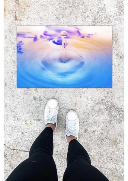 Dijital Baskı Ebruli Damla Desen Kapı Önü Paspası K-1012