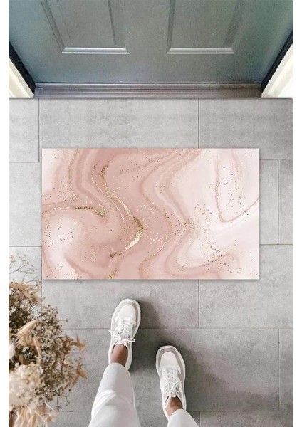 Dijital Modern Dalgalı Pudra Kapı Paspası Dış Mekan Paspas K-3116