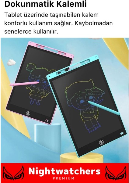 Premium LCD Ekranlı Kalemli Dijital Çizim Tableti Yazı Tahtası Boyama Resim Akıllı Tablet 12 Inc