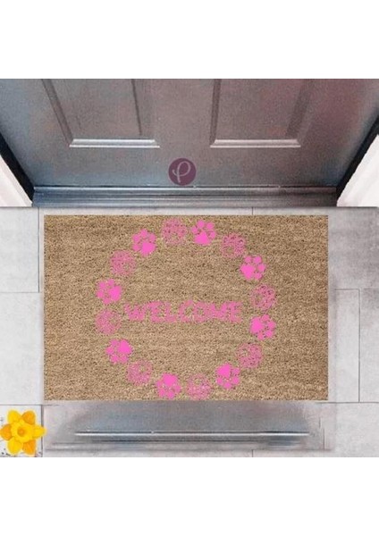 Kapı Önü Paspası Dekoratif Dijital Baskı Welcome P-2469