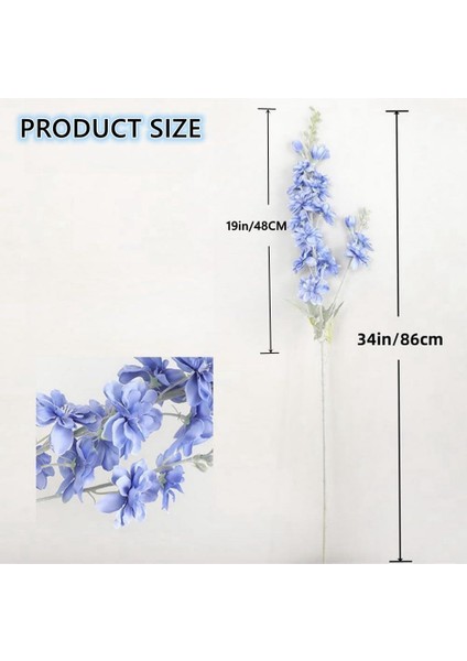 Yapay Çiçek Mavi Sümbül Tek Dal Tomurcuklu 85*15 cm Kumaş Çiçek Uzun Dal