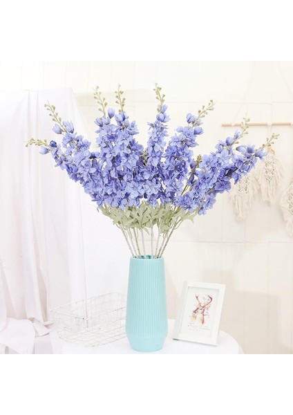 Yapay Çiçek Mavi Sümbül Tek Dal Tomurcuklu 85*15 cm Kumaş Çiçek Uzun Dal