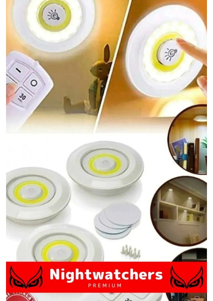 Deluxe Av Kamp Ev Okul Araba Otel Pilli Uzaktan Kumandalı Yapışkanlı Dayanıklı 3'lü LED Spot 1 Adet indirimleri