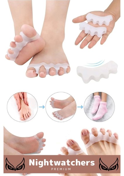 Kemik Büyümesi Karşıtı Şekil Bozukluğu Önleyici Ayak 5 Parmak Ayıran Silikon Bunyon Ayırıcı 2'li Set modelleri