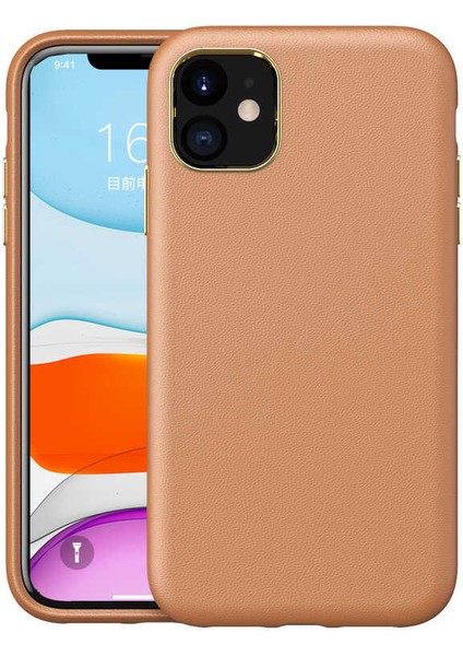 Apple iPhone 11 Kılıf Natura Kapak-Kahverengi