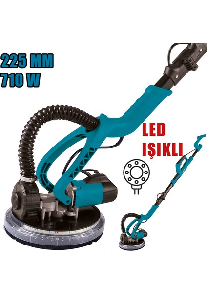 3014 Duvar Zımparalama Toz Torbalı LED Işıklı 225MM 710W