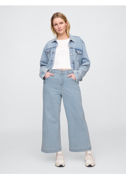 Kadın Mavi Wide Leg Jean Pantolon fırsatları