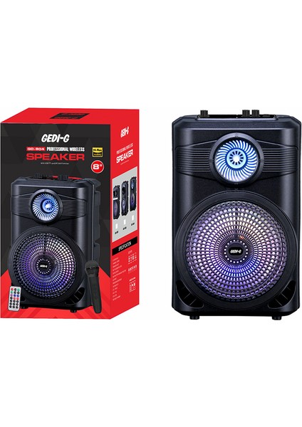 Zore GD-904 Dijital LED Göstergeli Fm Radyolu Mikrofonlu Rgb Tws 8 Inç Stereo Bass Kablosuz Karaoke indirimleri