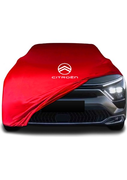 Citroen C5 x (2020 - ) Kırmızı Kumaş Araba Branda Logolu Kumaş Araba Brandası Penye Oto Branda