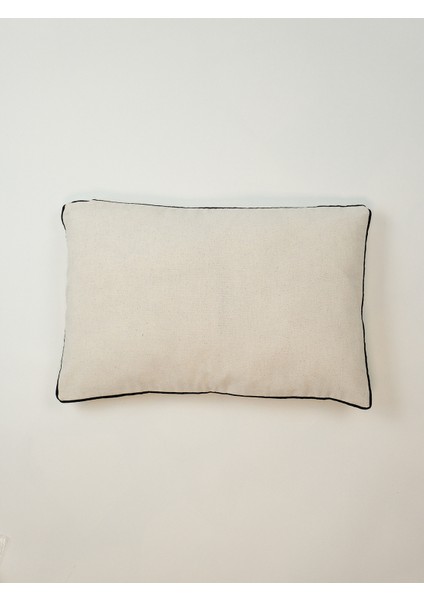 MINIMAL EDGE - Şerit Biye Fitilli Dikdörtgen Kırlent Kılıfı - Siyah