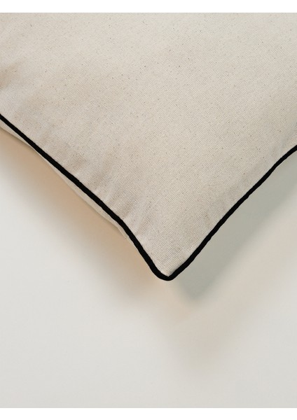 MINIMAL EDGE - Şerit Biye Fitilli Dikdörtgen Kırlent Kılıfı - Siyah fırsatları