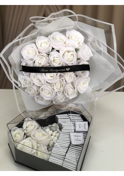 Kız Isteme Çiçeği Söz Çikolatası Nişan Kadife Gül Buket Kız Isteme Çiçeği