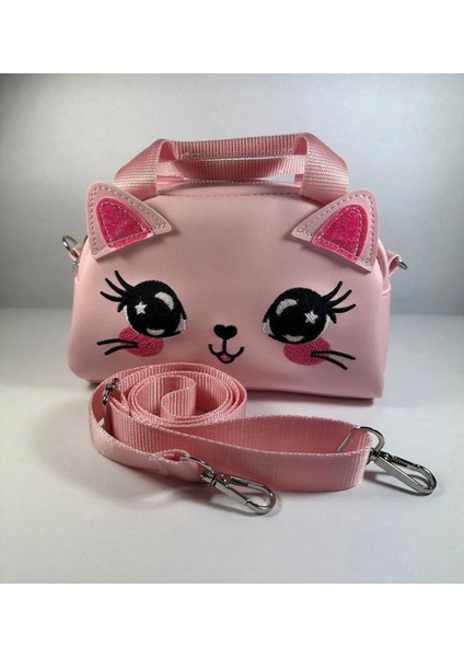 Kız Çocuk Omuz Çantası Pembe Kedili Simli Kulaklı Çıkarılabilir Askılı fiyatları
