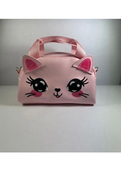 Kız Çocuk Omuz Çantası Pembe Kedili Simli Kulaklı Çıkarılabilir Askılı modelleri