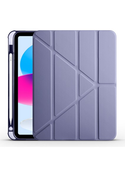 Apple iPad 11.nesil 2025 Kılıf Zore Tri Folding Kalem Bölmeli Standlı Kılıf - Mor
