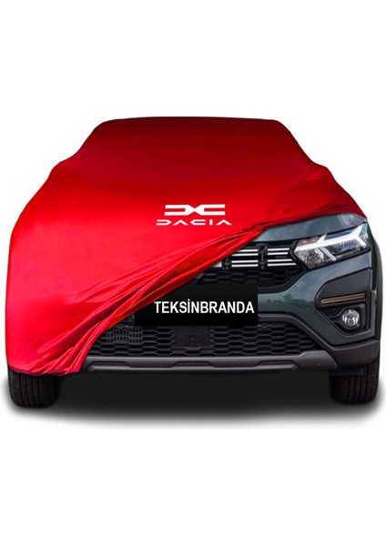 Dacia Sandero Stepway Kırmızı Kumaş Araba Branda Logolu Kumaş Araba Brandası Penye Oto Branda