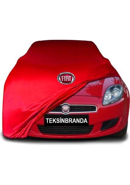 Fiat Bravo 2 (2007 - 2014) Kırmızı Kumaş Araba Branda Logolu Kumaş Araba Brandası Penye Oto Branda