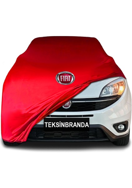 Fiat Doblo 2 (2009 - 2015) Kırmızı Kumaş Araba Branda Logolu Kumaş Araba Brandası Penye Oto Branda