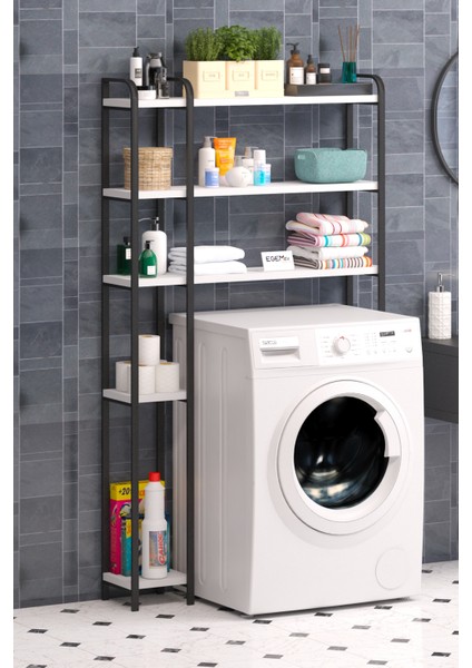 Çamaşır Makinesi Üstü Düzenleyici Bol Raflı Cok Amaçlı Banyo Rafı Çamaşır Makinası Dolabı
