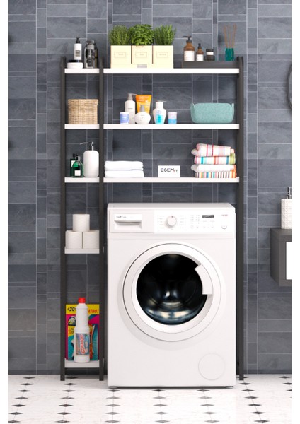 Çamaşır Makinesi Üstü Düzenleyici Bol Raflı Cok Amaçlı Banyo Rafı Çamaşır Makinası Dolabı